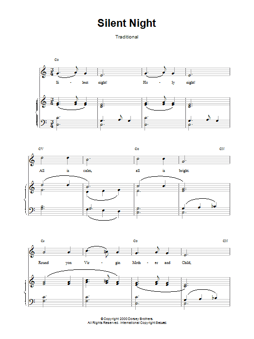 Joseph Mohr Silent Night Sheet Music Notes & Chords for Lyrics & Chords - Download or Print PDF