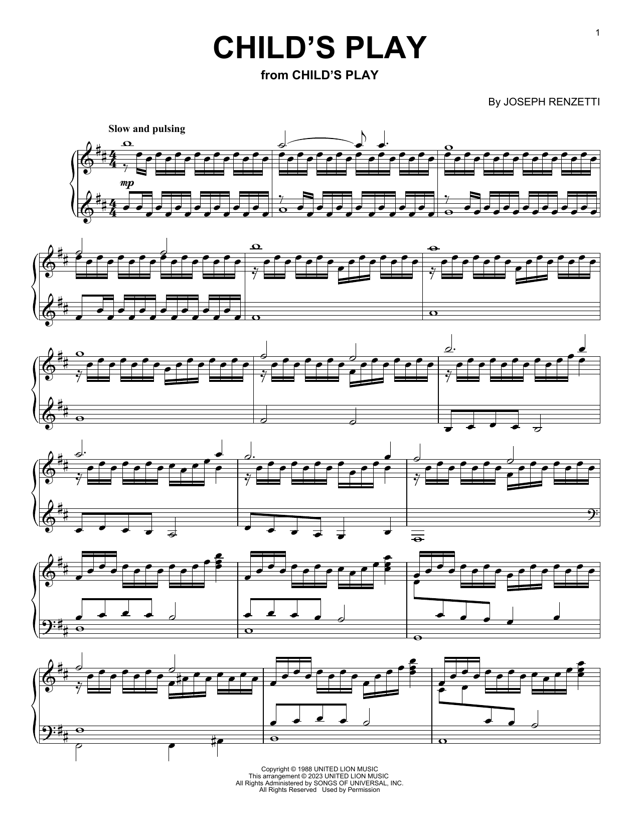 Joseph Renzetti Child's Play Sheet Music Notes & Chords for Piano Solo - Download or Print PDF