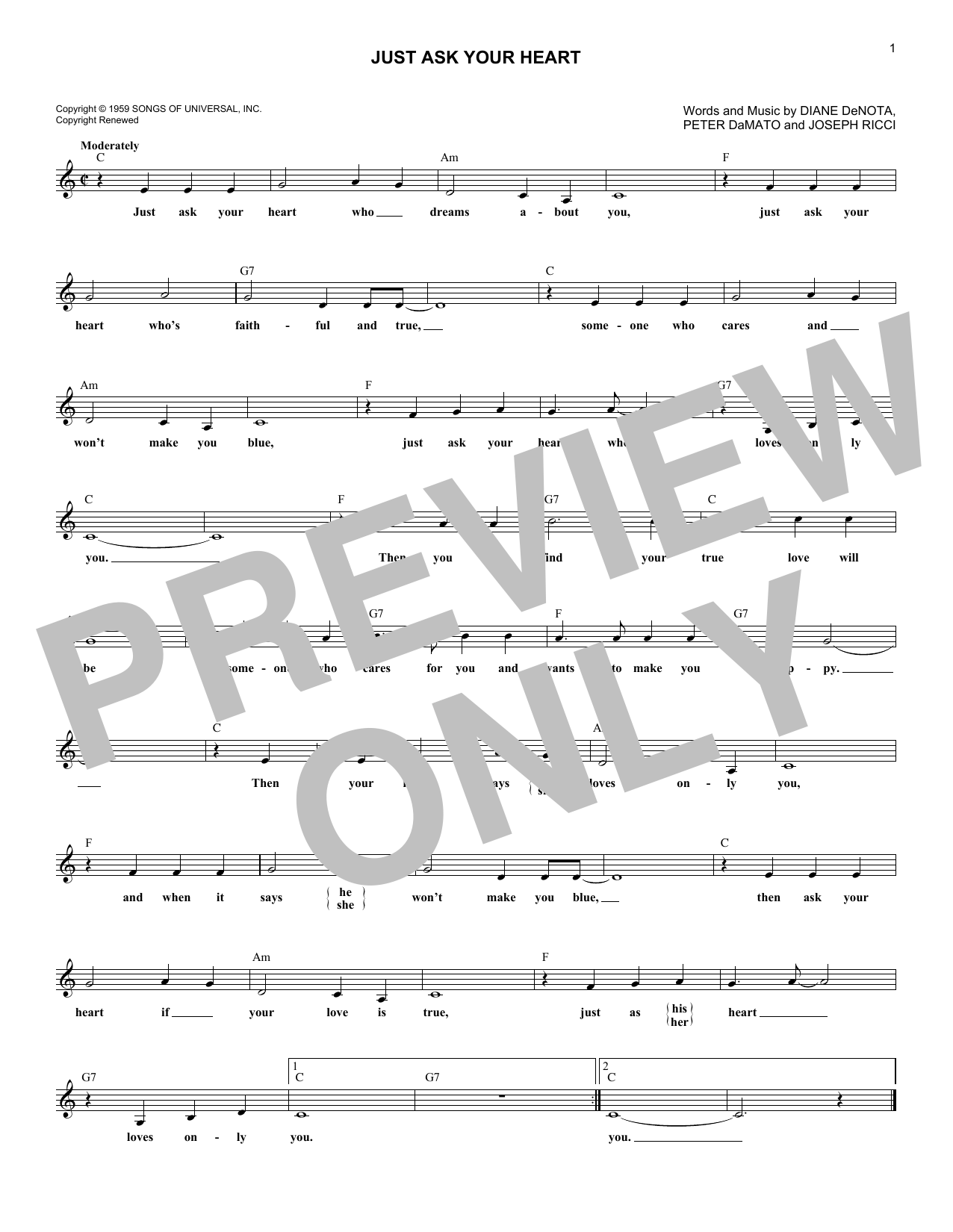 Joseph Ricci Just Ask Your Heart Sheet Music Notes & Chords for Lead Sheet / Fake Book - Download or Print PDF