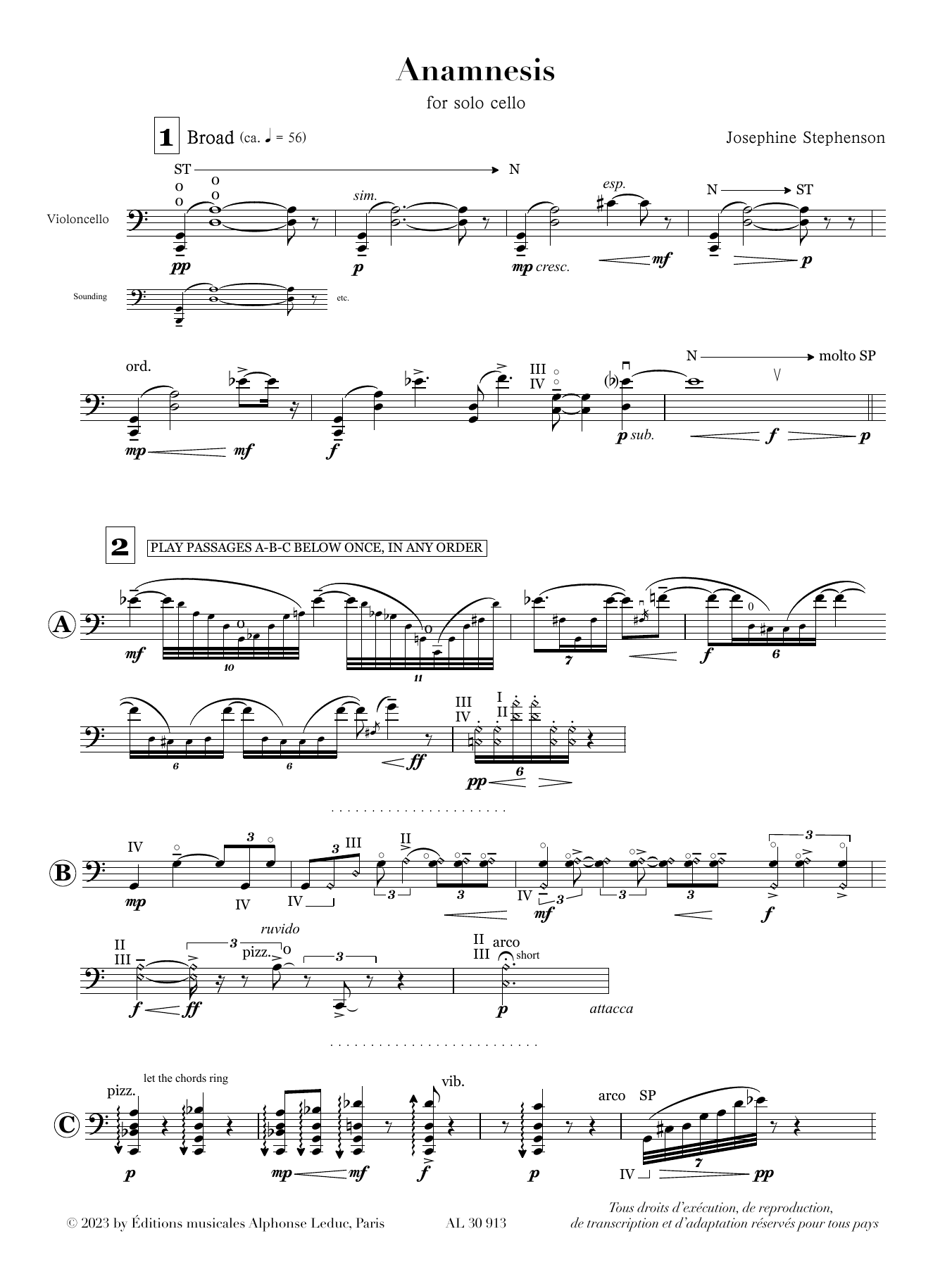 Josephine Stephenson Anamnesis Sheet Music Notes & Chords for Cello Solo - Download or Print PDF