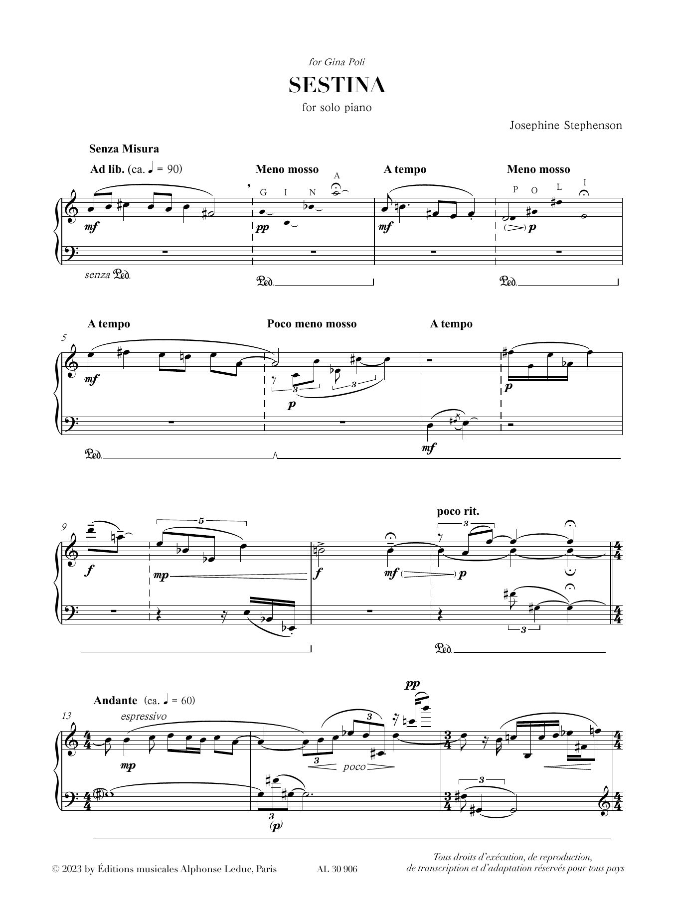 Josephine Stephenson Sestina Sheet Music Notes & Chords for Piano Solo - Download or Print PDF