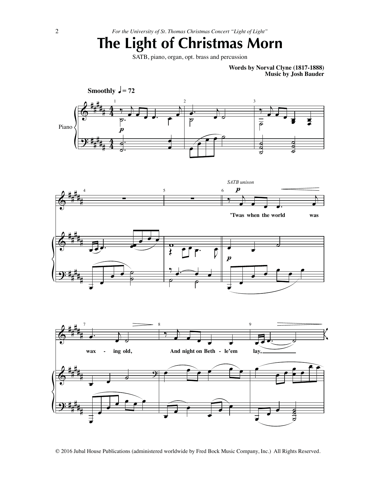 Josh Bauder The Light of Christmas Morn Sheet Music Notes & Chords for Choral - Download or Print PDF