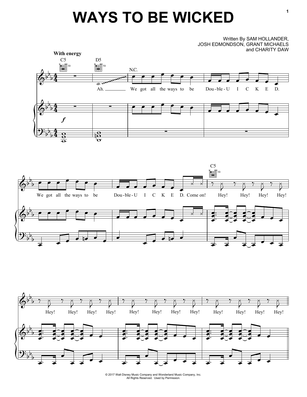 Josh Edmondson Ways to Be Wicked (from Disney's Descendants 2) Sheet Music Notes & Chords for Piano, Vocal & Guitar (Right-Hand Melody) - Download or Print PDF