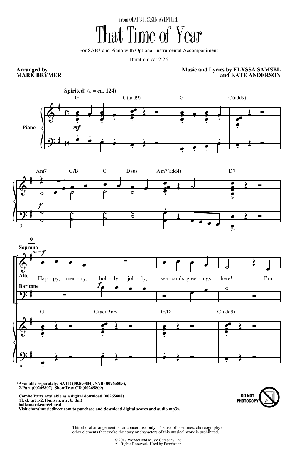 Josh Gad, Idina Menzel & Kristen Bell That Time Of Year (arr. Mark Brymer) Sheet Music Notes & Chords for SATB Choir - Download or Print PDF