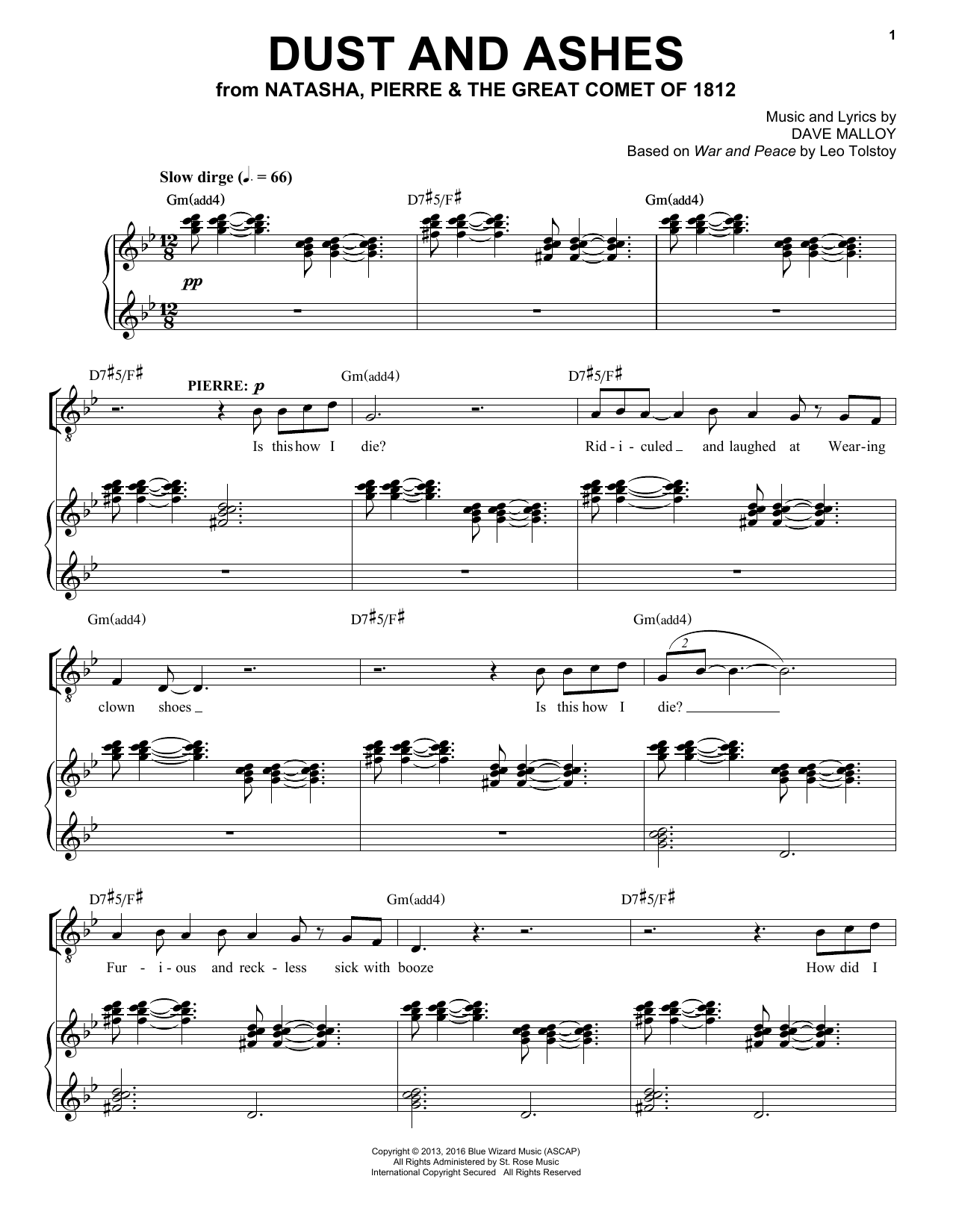 Josh Groban Dust And Ashes Sheet Music Notes & Chords for Piano & Vocal - Download or Print PDF