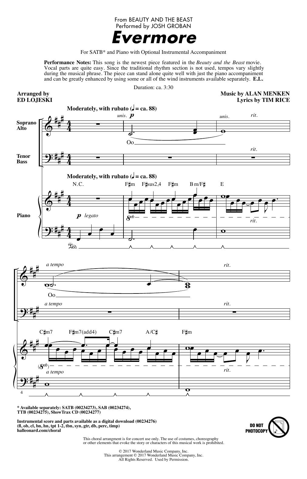 Ed Lojeski Evermore Sheet Music Notes & Chords for TTBB - Download or Print PDF
