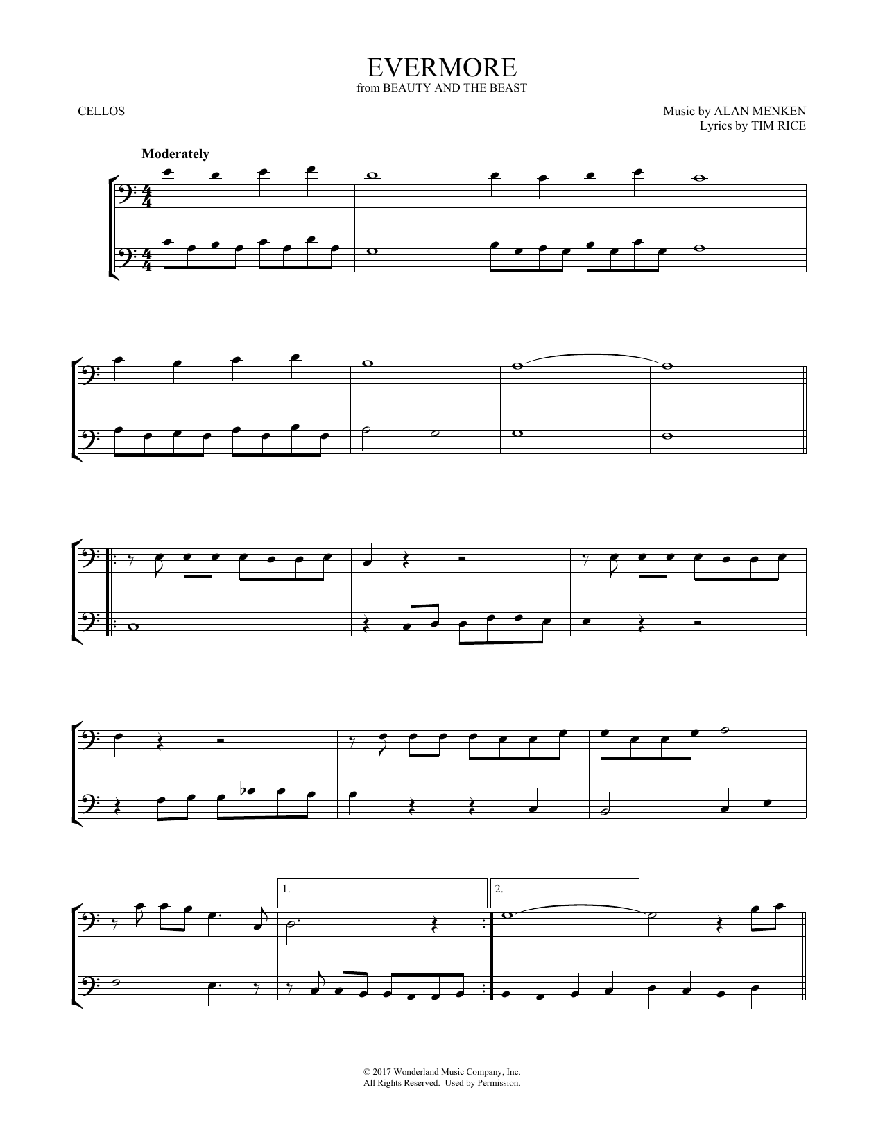 Josh Groban Evermore (from Beauty and the Beast) (arr. Mark Phillips) Sheet Music Notes & Chords for Violin Duet - Download or Print PDF