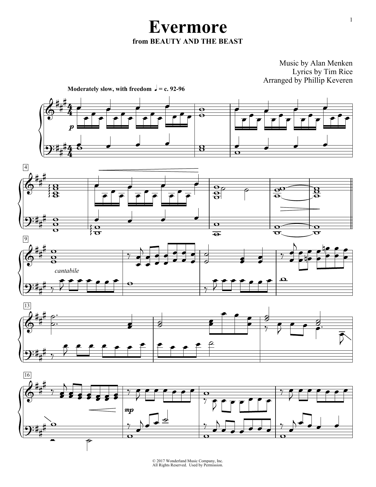 Josh Groban Evermore (from Beauty And The Beast) (arr. Phillip Keveren) Sheet Music Notes & Chords for Piano Solo - Download or Print PDF