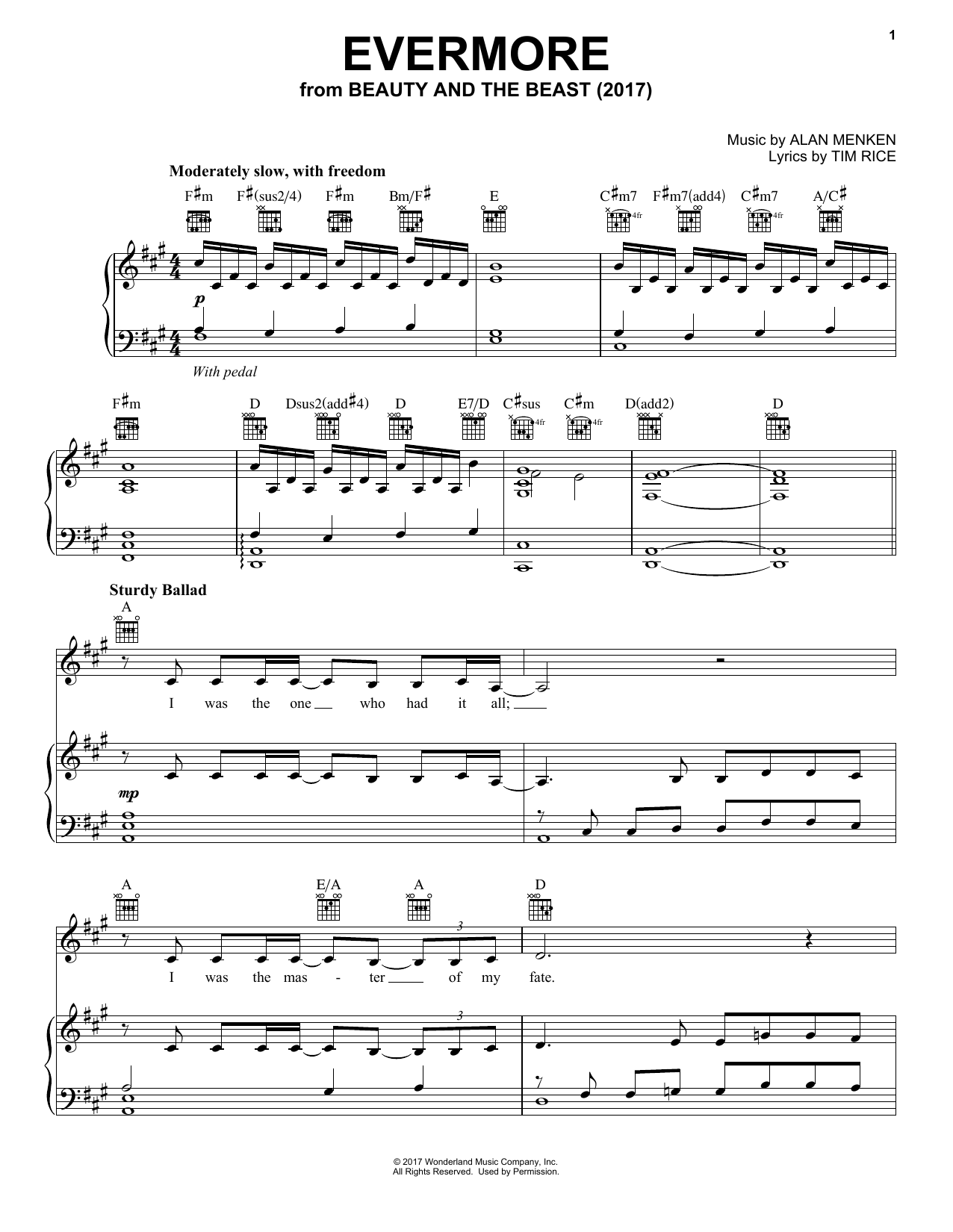 Alan Menken Evermore Sheet Music Notes & Chords for Piano (Big Notes) - Download or Print PDF