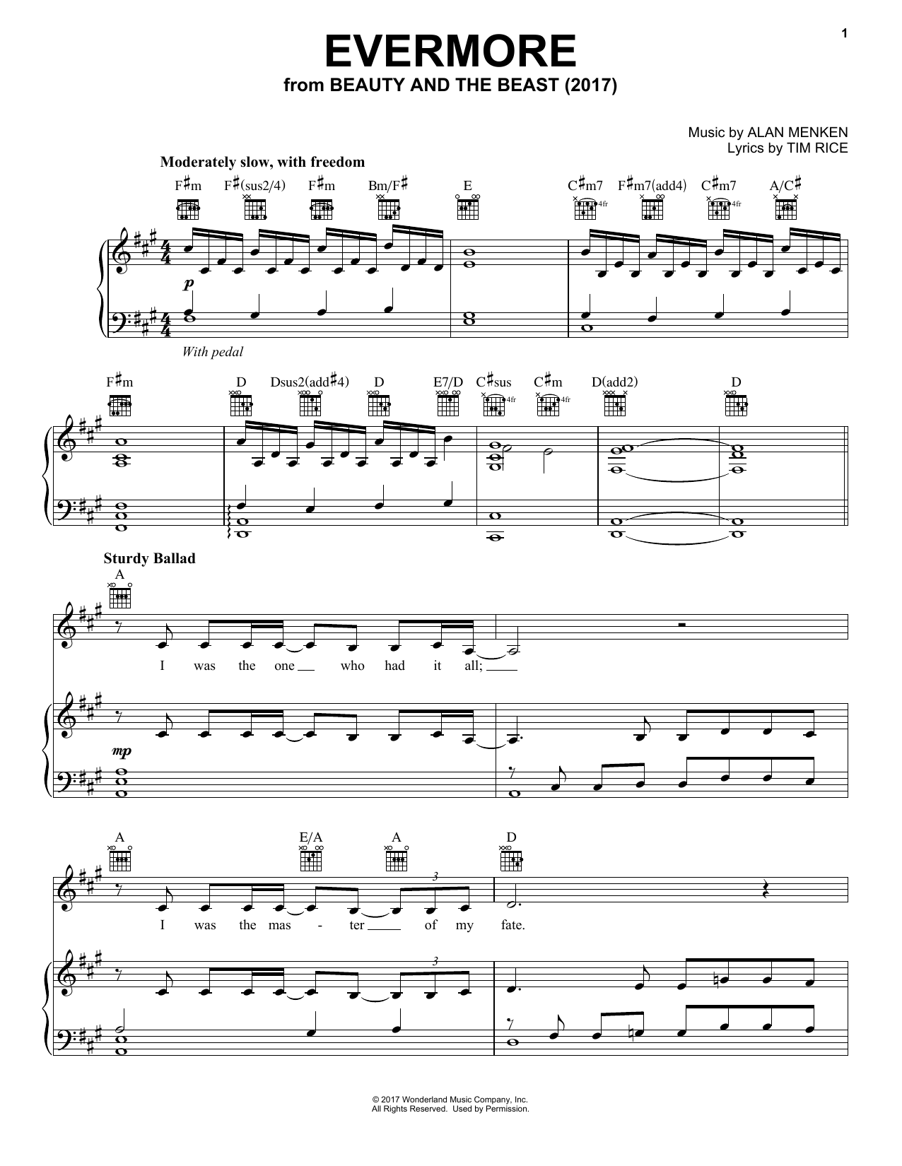 Tim Rice Evermore (from Beauty and the Beast) sheet music notes and chords. Download Printable PDF.