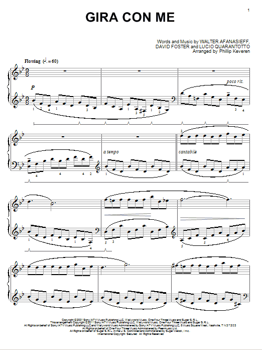 Josh Groban Gira Con Me Sheet Music Notes & Chords for Piano - Download or Print PDF