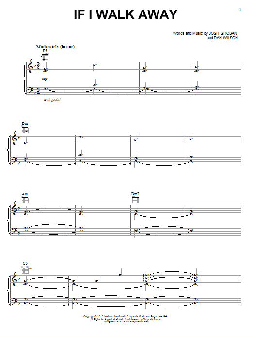 Josh Groban If I Walk Away Sheet Music Notes & Chords for Easy Piano - Download or Print PDF