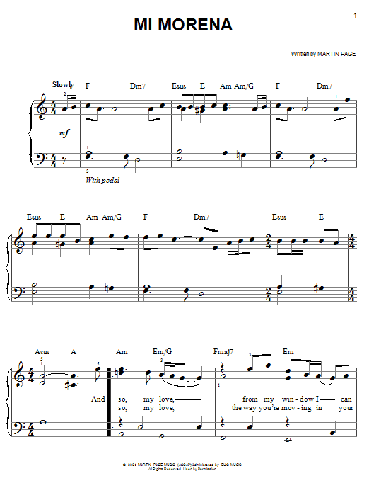 Josh Groban Mi Morena Sheet Music Notes & Chords for Easy Piano - Download or Print PDF
