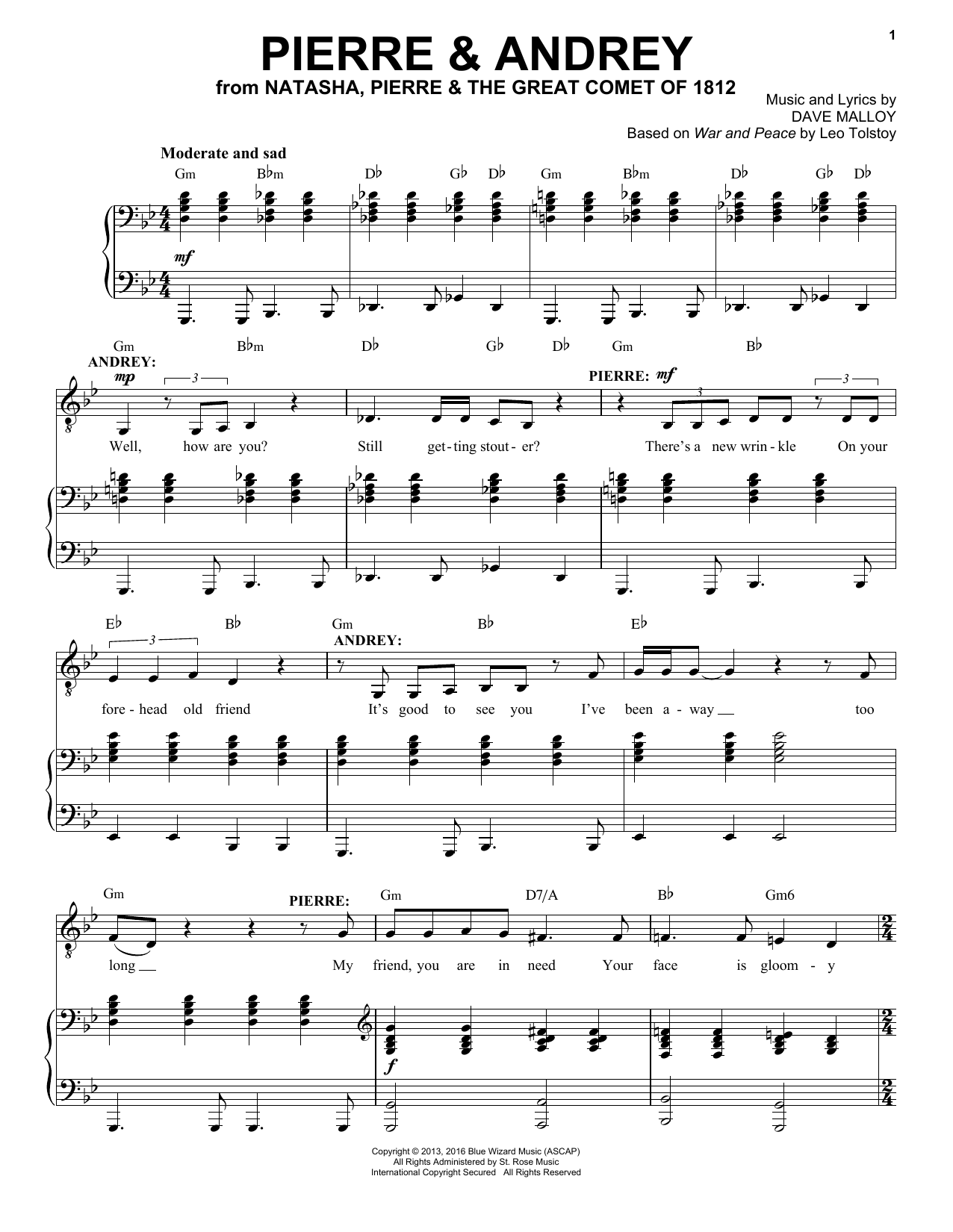 Josh Groban Pierre & Andrey Sheet Music Notes & Chords for Piano & Vocal - Download or Print PDF
