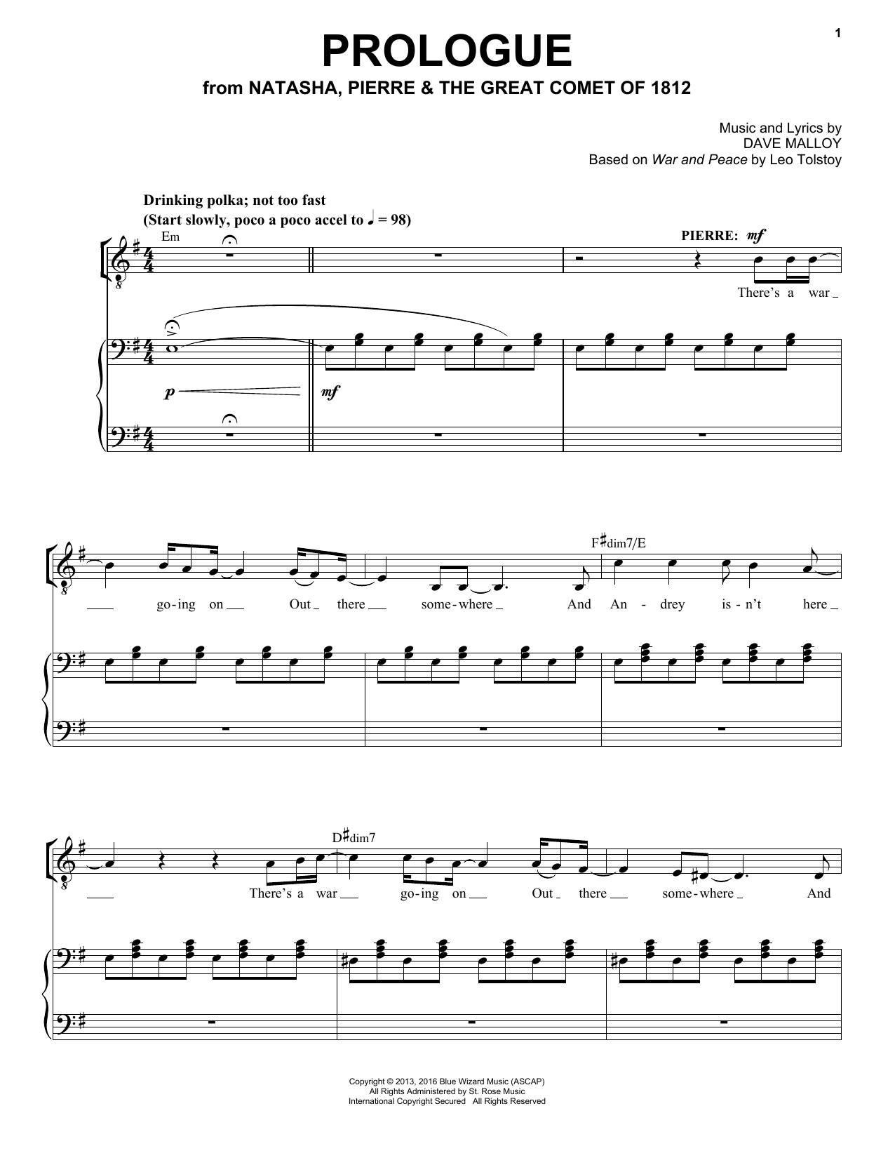Josh Groban Prologue Sheet Music Notes & Chords for Piano & Vocal - Download or Print PDF