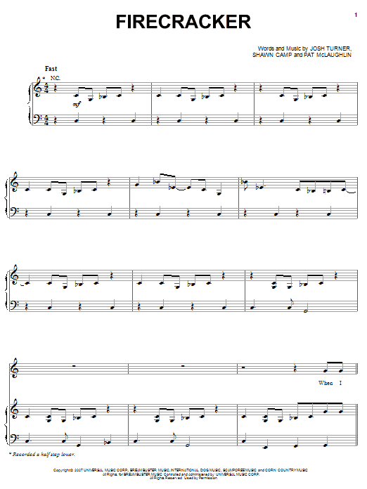 Josh Turner Firecracker Sheet Music Notes & Chords for Easy Guitar with TAB - Download or Print PDF