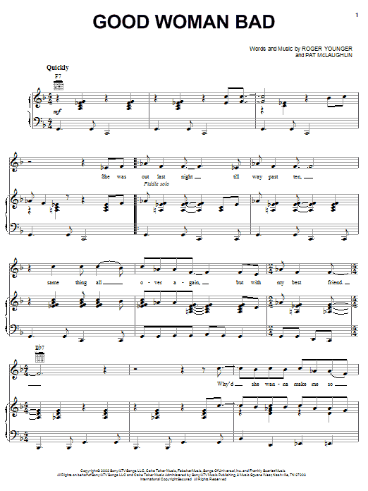 Josh Turner Good Woman Bad Sheet Music Notes & Chords for Piano, Vocal & Guitar (Right-Hand Melody) - Download or Print PDF