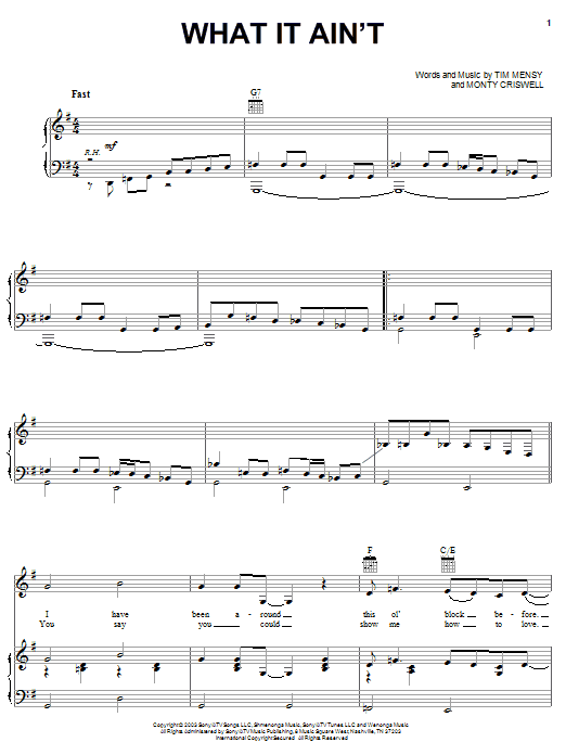 Josh Turner What It Ain't Sheet Music Notes & Chords for Piano, Vocal & Guitar (Right-Hand Melody) - Download or Print PDF