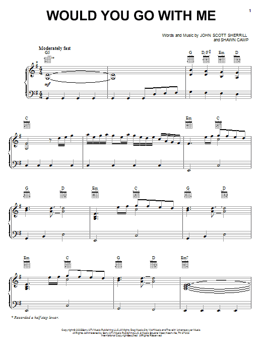 Josh Turner Would You Go With Me Sheet Music Notes & Chords for Piano, Vocal & Guitar (Right-Hand Melody) - Download or Print PDF