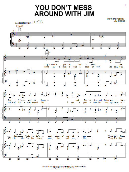 Josh Turner You Don't Mess Around With Jim Sheet Music Notes & Chords for Piano, Vocal & Guitar (Right-Hand Melody) - Download or Print PDF