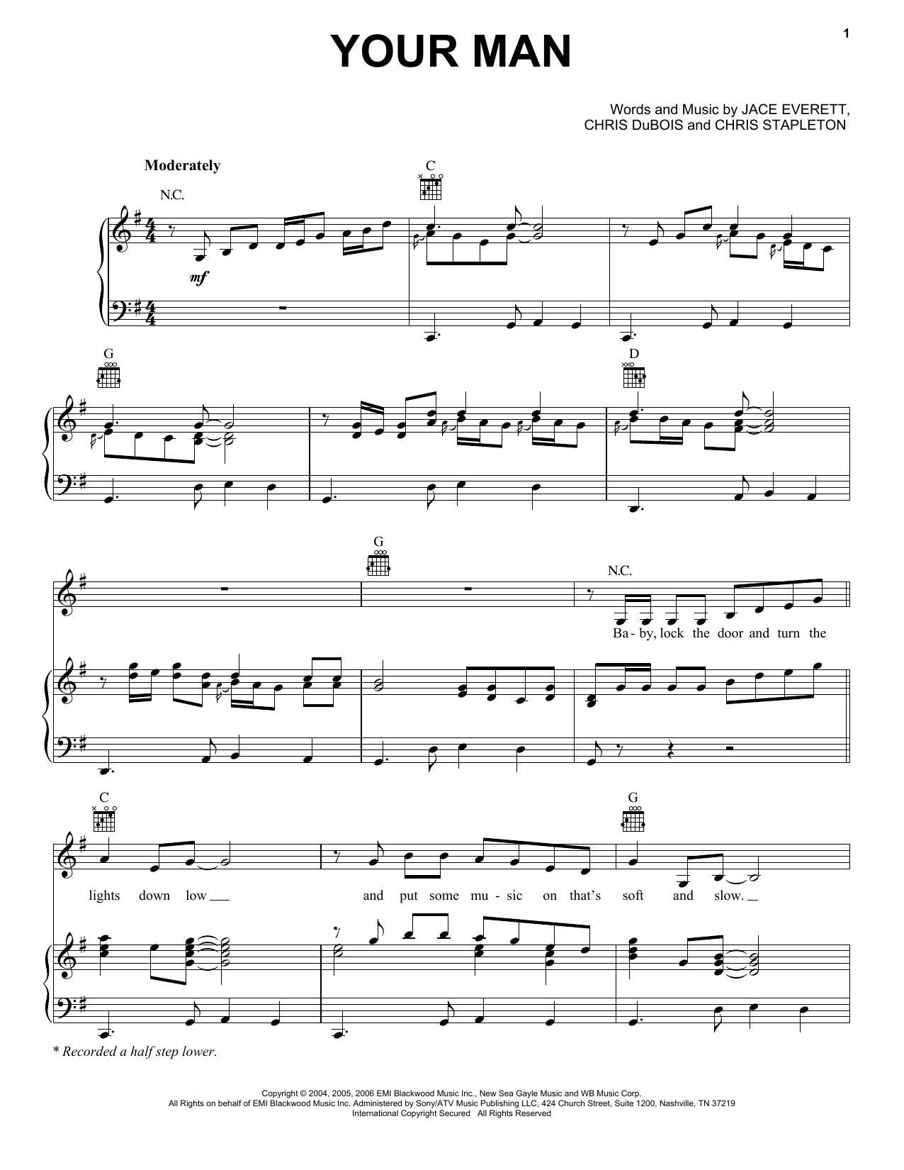 Josh Turner Your Man Sheet Music Notes & Chords for Lyrics & Chords - Download or Print PDF