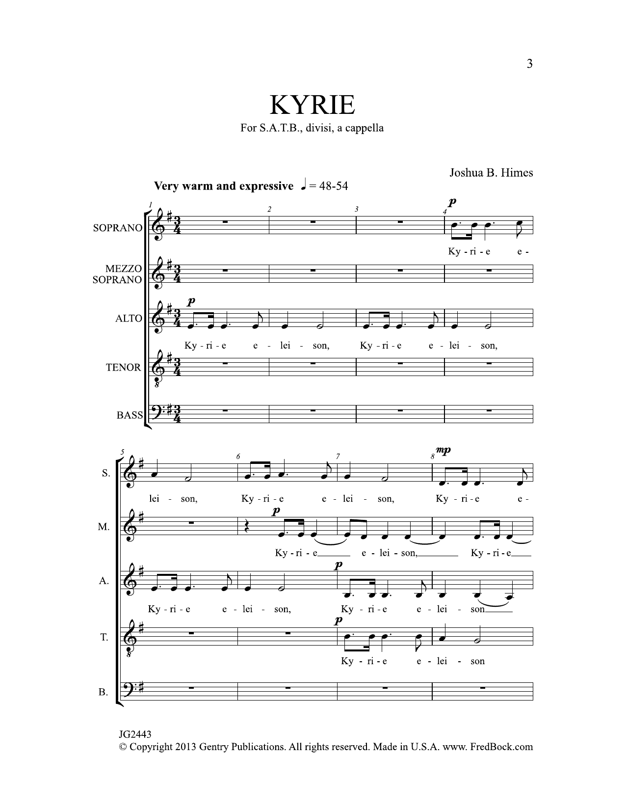 Joshua B. Himes Kyrie Sheet Music Notes & Chords for SATB Choir - Download or Print PDF