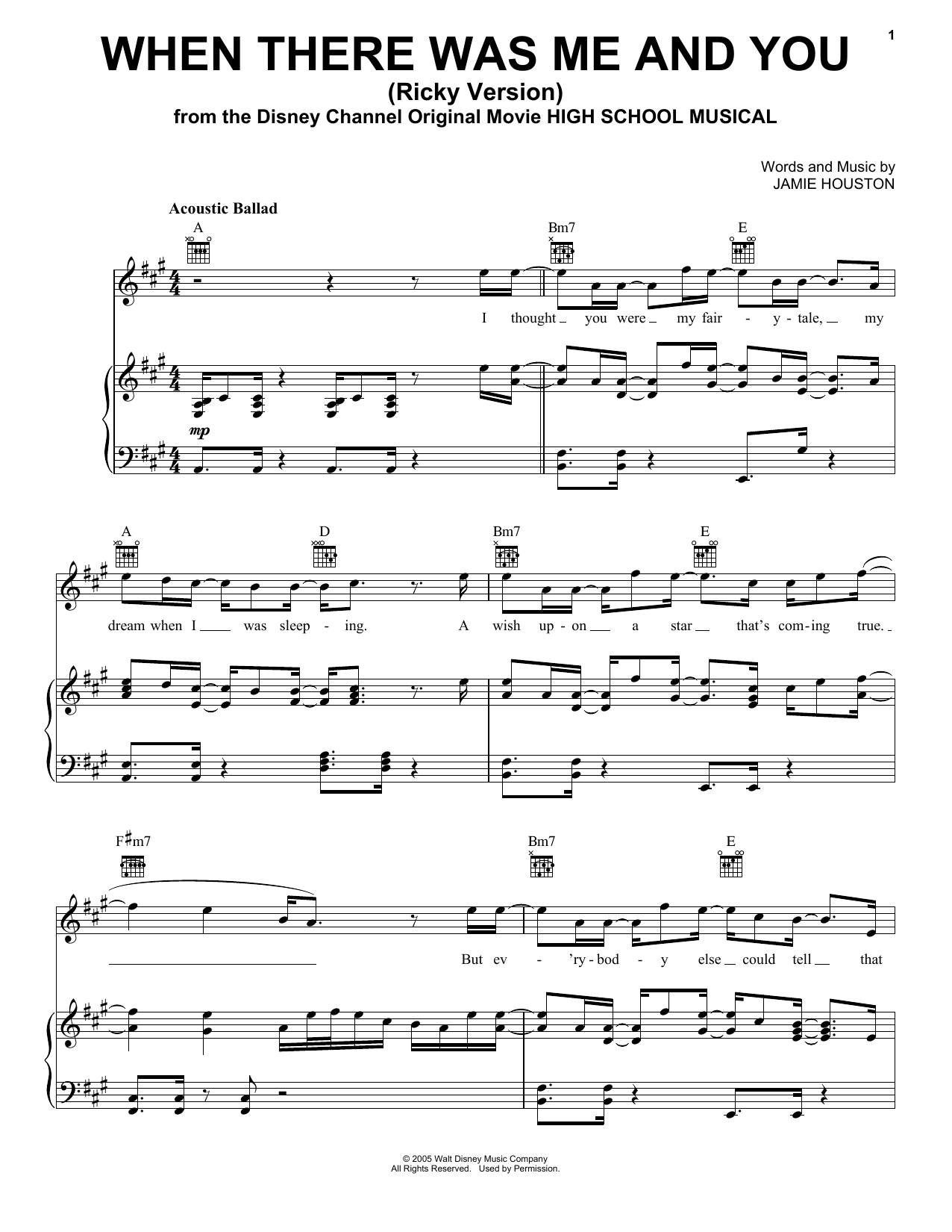 Joshua Bassett When There Was Me And You (from High School Musical: The Musical: The Series) Sheet Music Notes & Chords for Piano, Vocal & Guitar (Right-Hand Melody) - Download or Print PDF