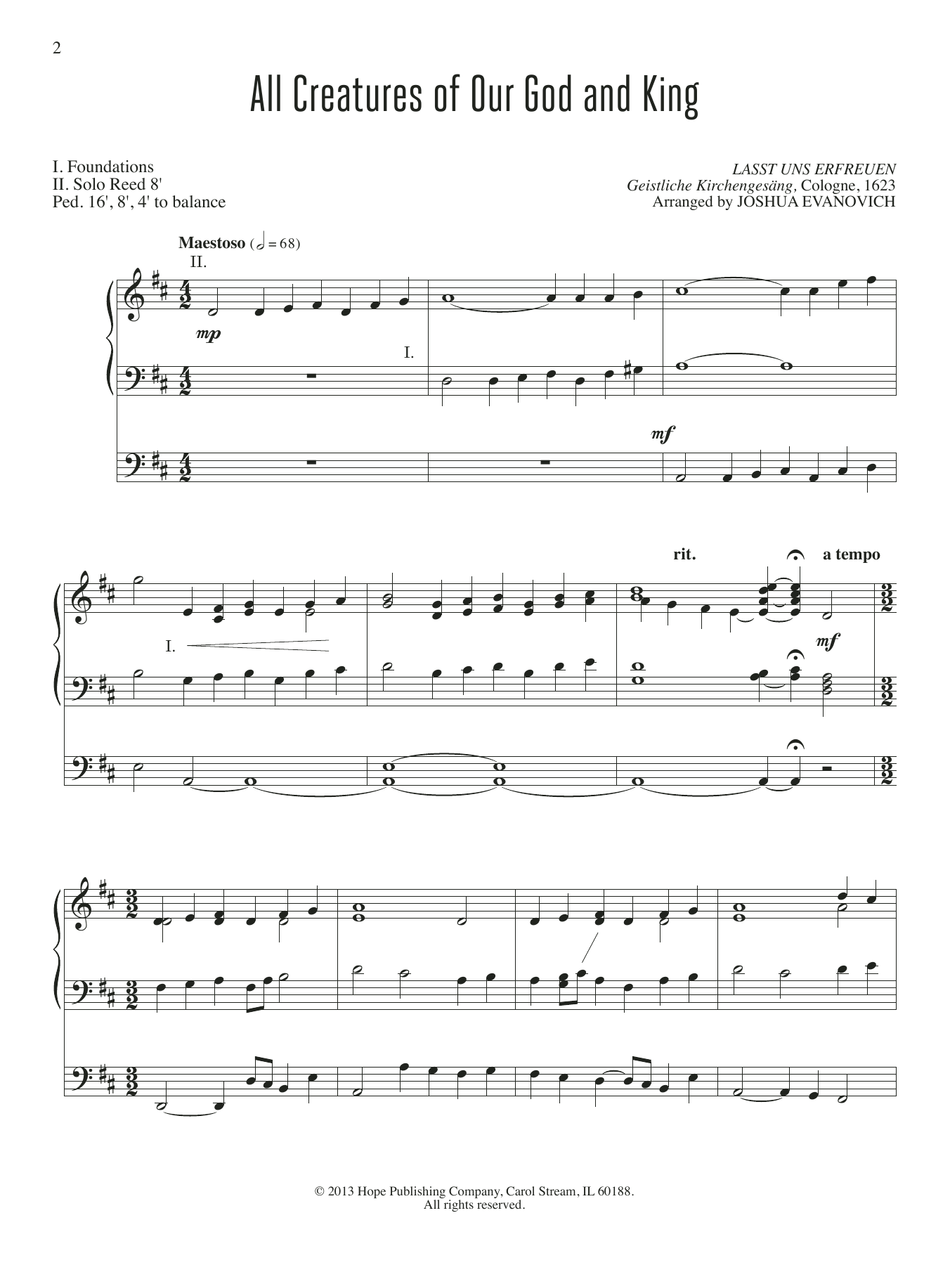 Joshua Evanovich All Creatures of Our God And King Sheet Music Notes & Chords for Organ - Download or Print PDF
