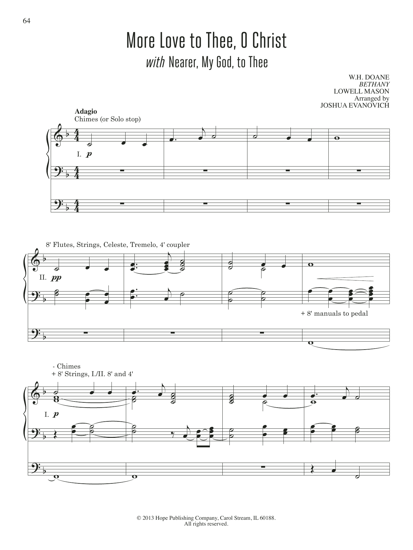 Joshua Evanovich More Love to Thee, O Christ with Nearer, My God, to Thee Sheet Music Notes & Chords for Organ - Download or Print PDF