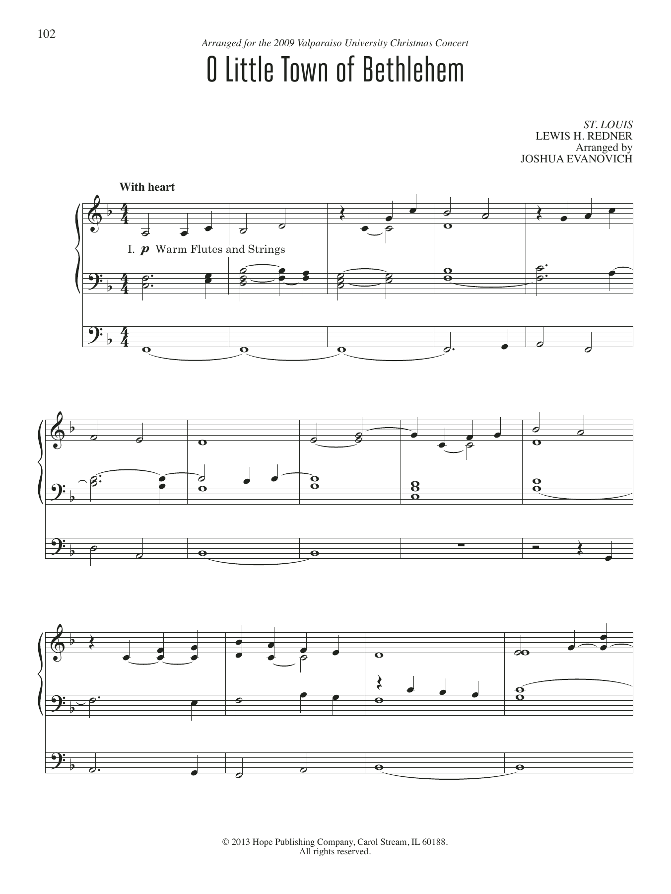 Joshua Evanovich O Little Town of Bethlehem Sheet Music Notes & Chords for Organ - Download or Print PDF