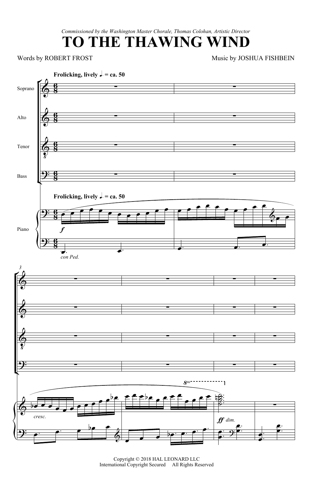 Joshua Fishbein To The Thawing Wind Sheet Music Notes & Chords for SATB Choir - Download or Print PDF