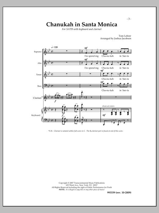 Joshua Jacobson Chanukah in Santa Monica Sheet Music Notes & Chords for Choral - Download or Print PDF