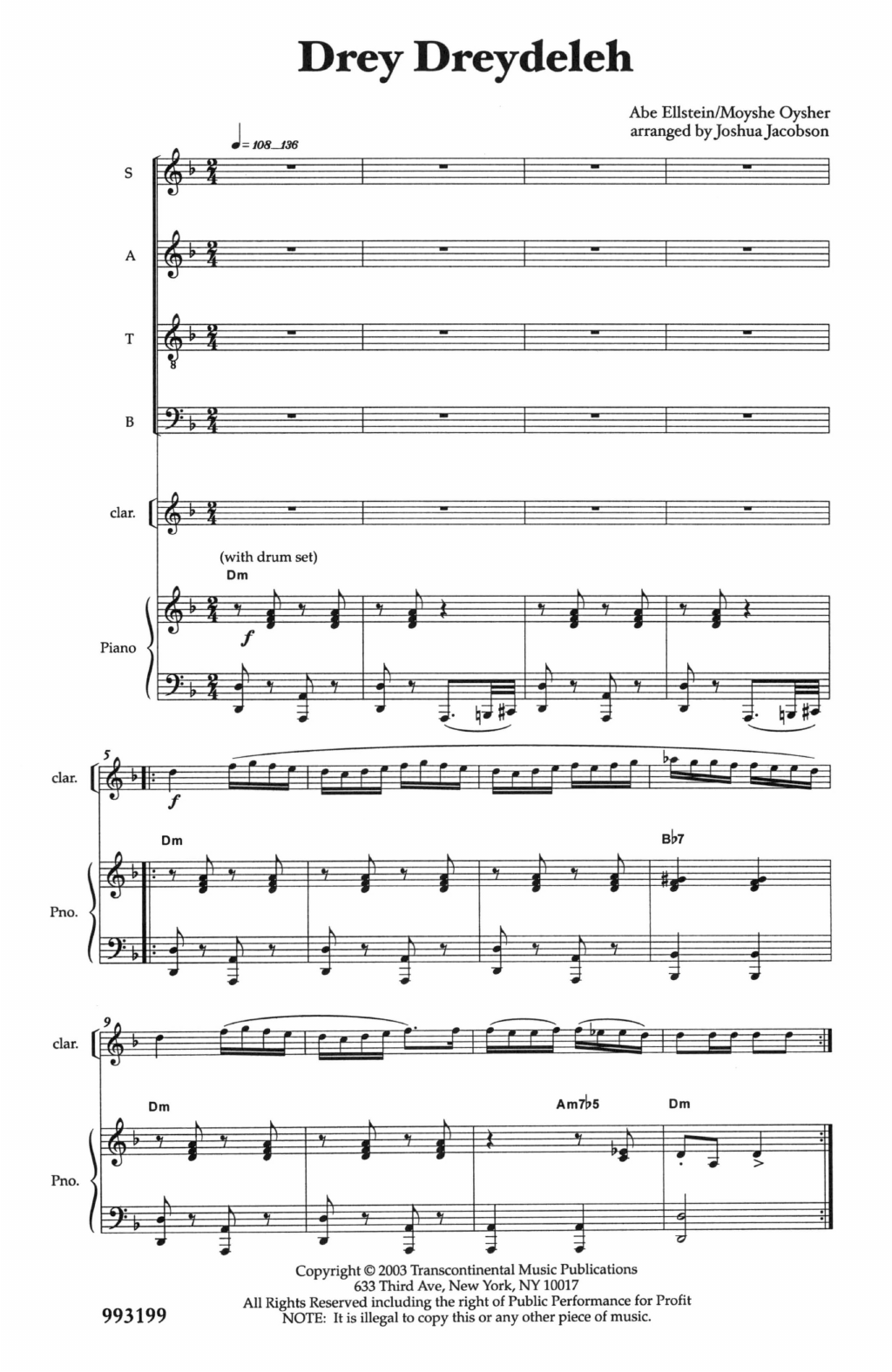 Joshua Jacobson Drey Dreydeleh (Spin, Little Dreydl) Sheet Music Notes & Chords for SATB Choir - Download or Print PDF