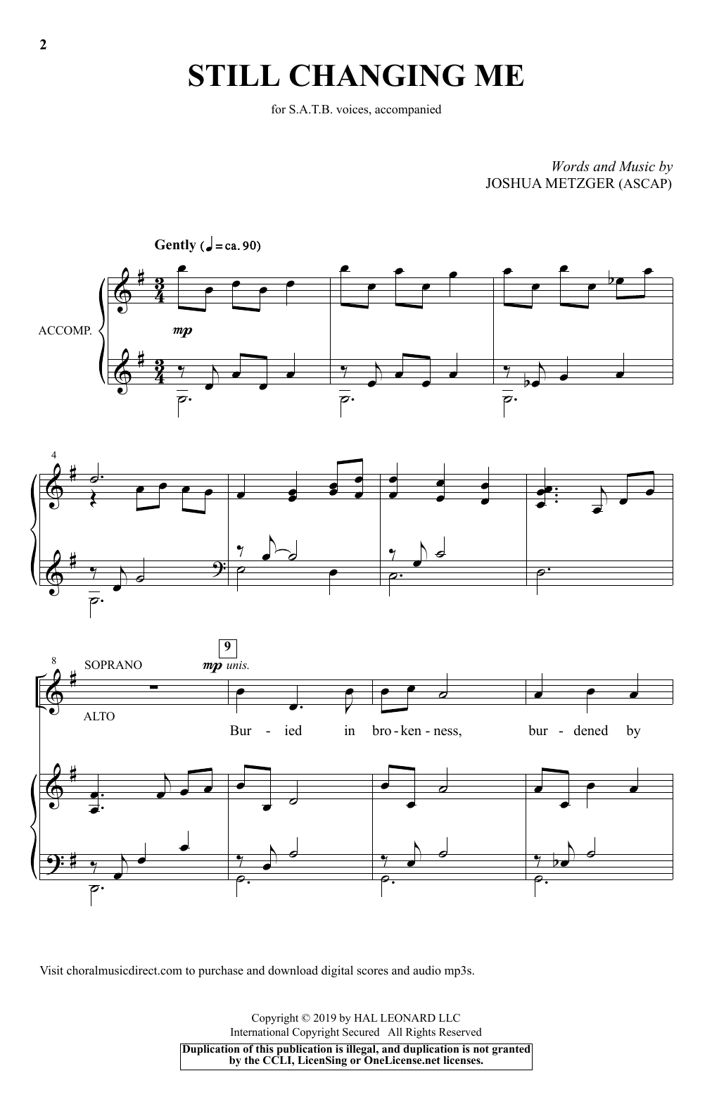 Joshua Metzger Still Changing Me Sheet Music Notes & Chords for SATB Choir - Download or Print PDF