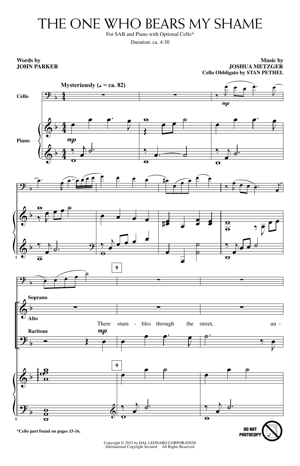Joshua Metzger The One Who Bears My Shame Sheet Music Notes & Chords for SAB - Download or Print PDF
