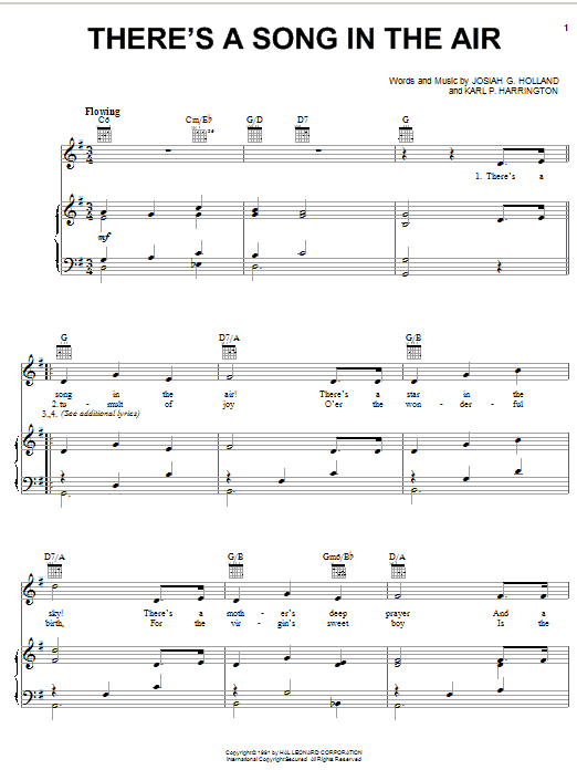 Josiah G. Holland There's A Song In The Air Sheet Music Notes & Chords for Lyrics & Chords - Download or Print PDF