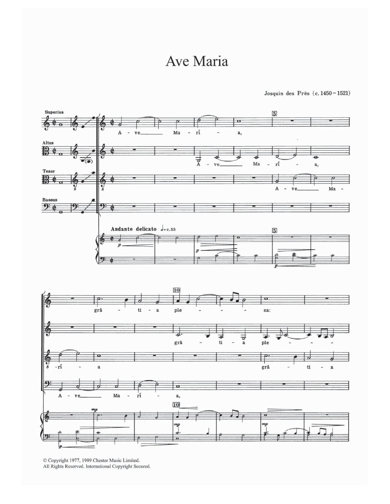 Josquin Des Pres Ave Maria Sheet Music Notes & Chords for SATB - Download or Print PDF