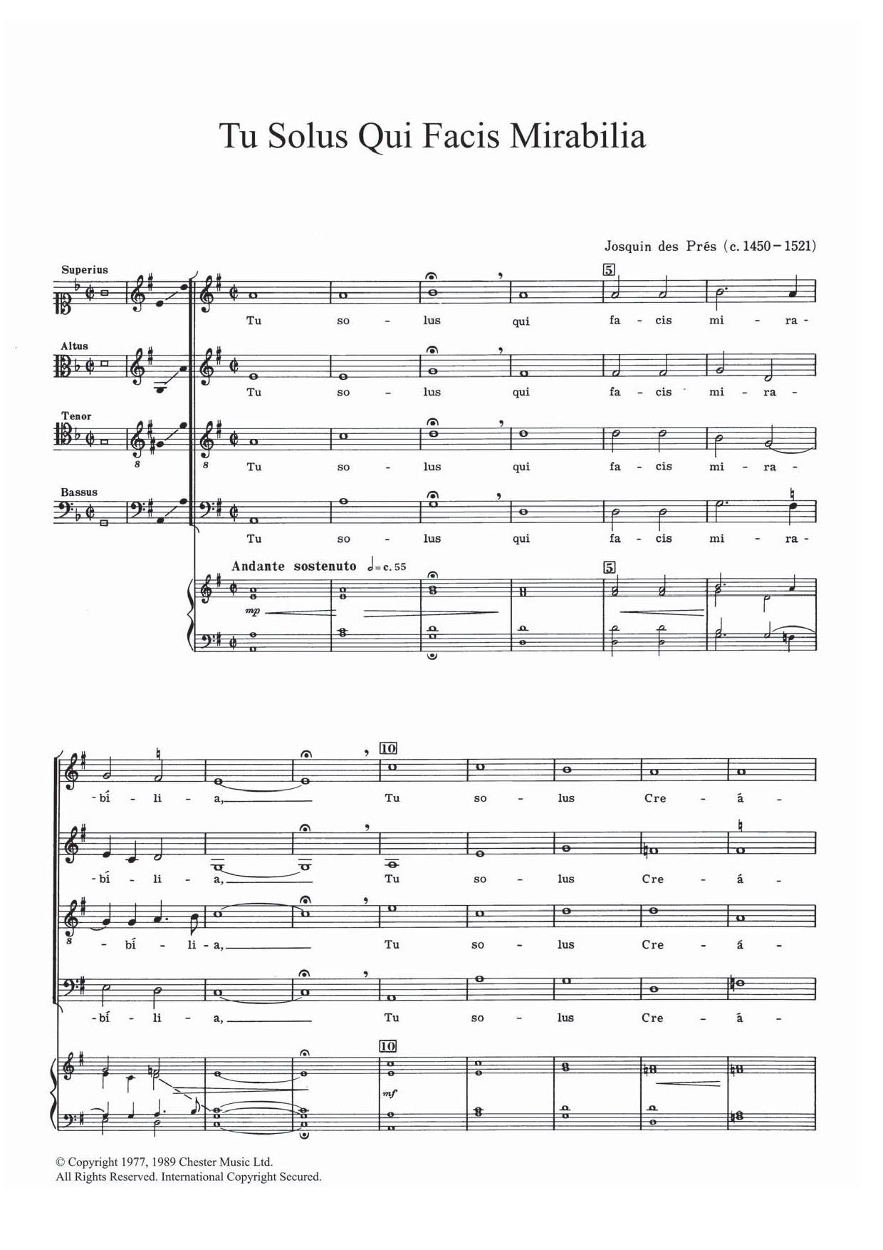 Josquin Des Pres Tu Solis Qui Facis Mirabilia Sheet Music Notes & Chords for SATB - Download or Print PDF