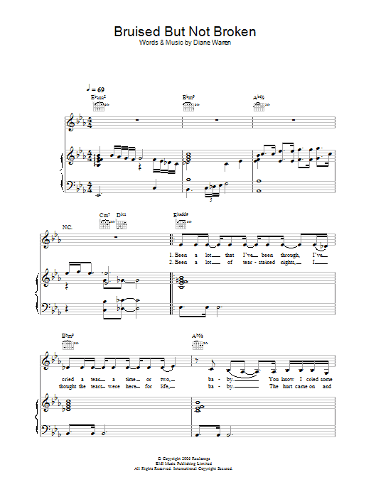 Joss Stone Bruised But Not Broken Sheet Music Notes & Chords for Piano, Vocal & Guitar - Download or Print PDF