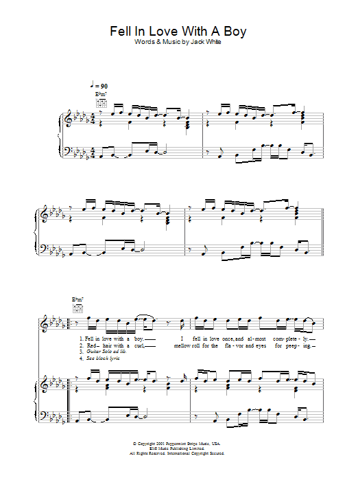 Joss Stone Fell In Love With A Boy Sheet Music Notes & Chords for Piano, Vocal & Guitar (Right-Hand Melody) - Download or Print PDF