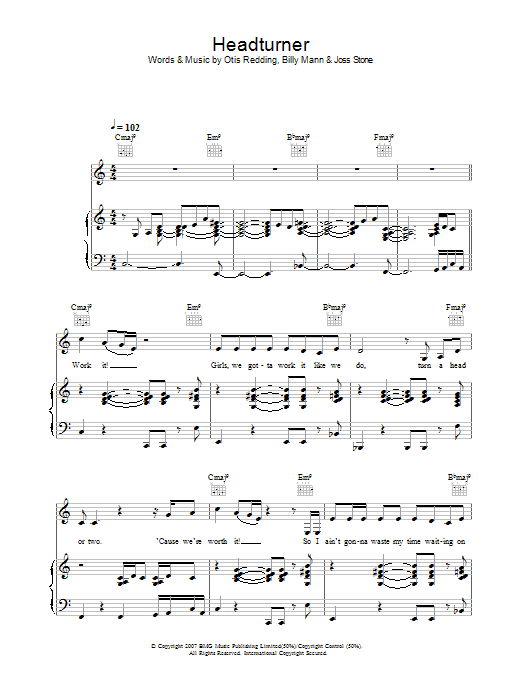Joss Stone Headturner Sheet Music Notes & Chords for Piano, Vocal & Guitar - Download or Print PDF