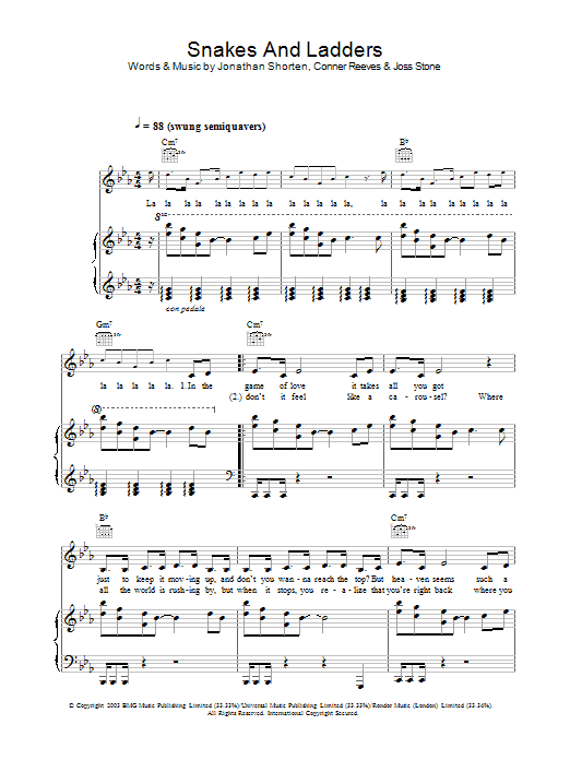 Joss Stone Snakes And Ladders Sheet Music Notes & Chords for Piano, Vocal & Guitar - Download or Print PDF