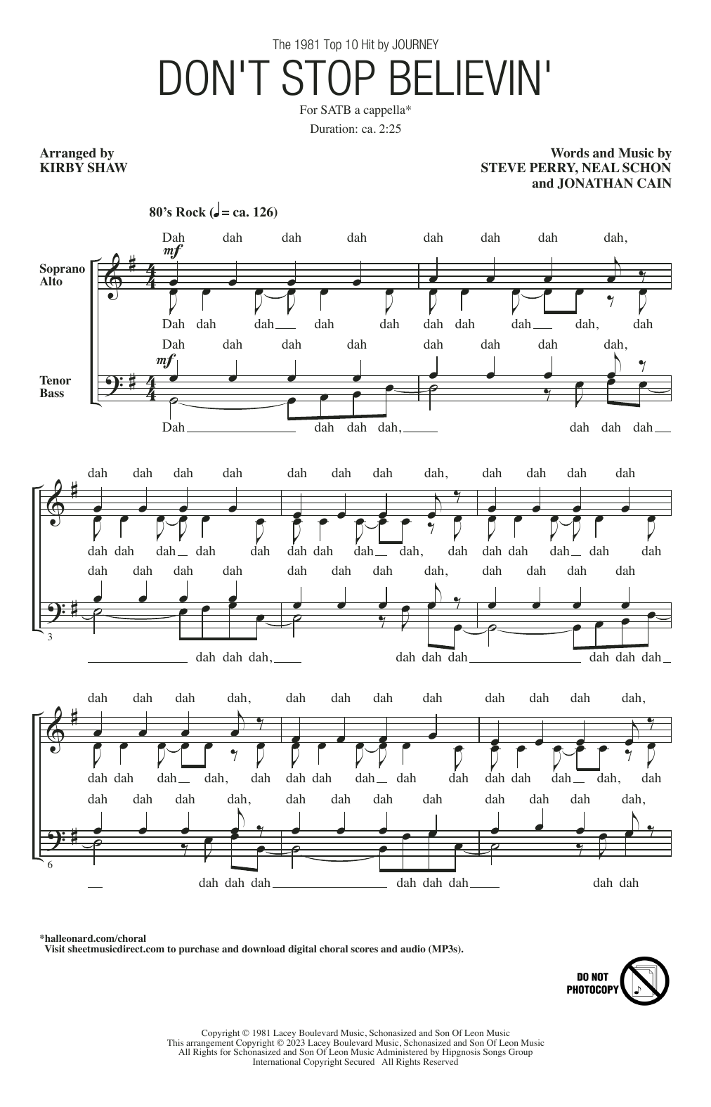 Journey Don't Stop Believin' (arr. Kirby Shaw) Sheet Music Notes & Chords for SATB Choir - Download or Print PDF