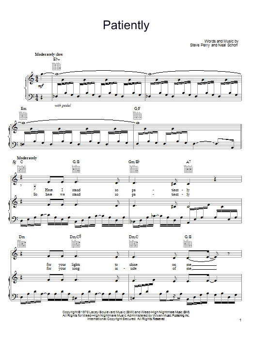 Journey Patiently Sheet Music Notes & Chords for Easy Piano - Download or Print PDF
