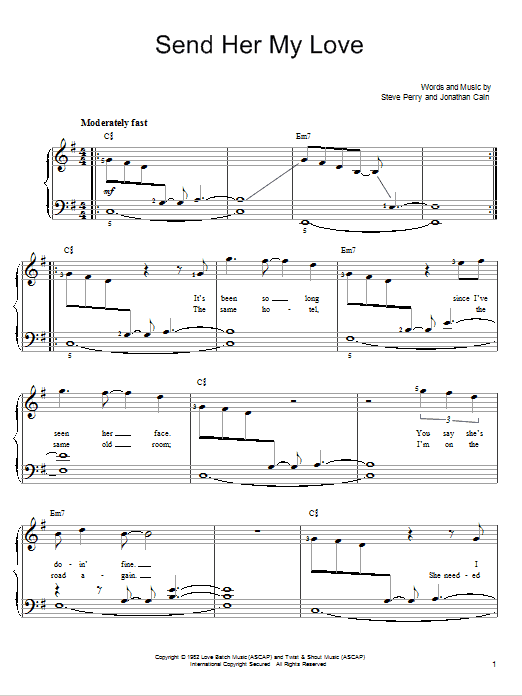 Journey Send Her My Love Sheet Music Notes & Chords for Easy Piano - Download or Print PDF