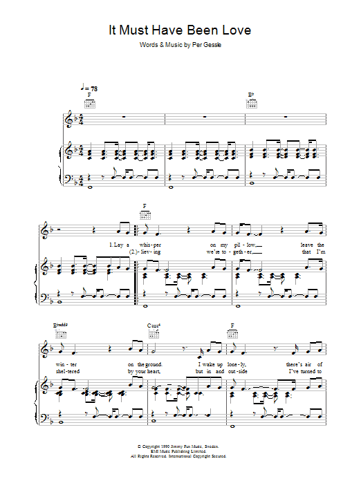 Journey South It Must Have Been Love Sheet Music Notes & Chords for Piano, Vocal & Guitar (Right-Hand Melody) - Download or Print PDF