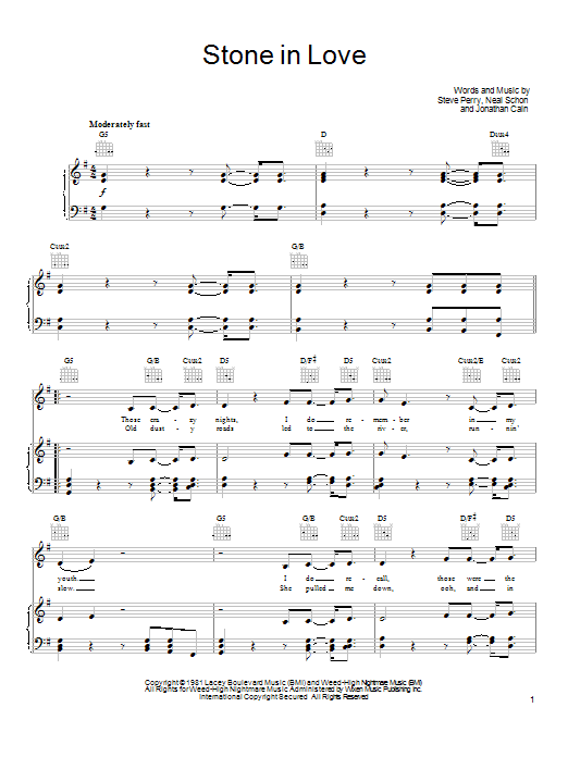 Journey Stone In Love Sheet Music Notes & Chords for Guitar Lead Sheet - Download or Print PDF
