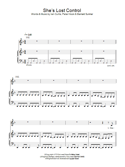 Joy Division She's Lost Control Sheet Music Notes & Chords for Piano, Vocal & Guitar (Right-Hand Melody) - Download or Print PDF