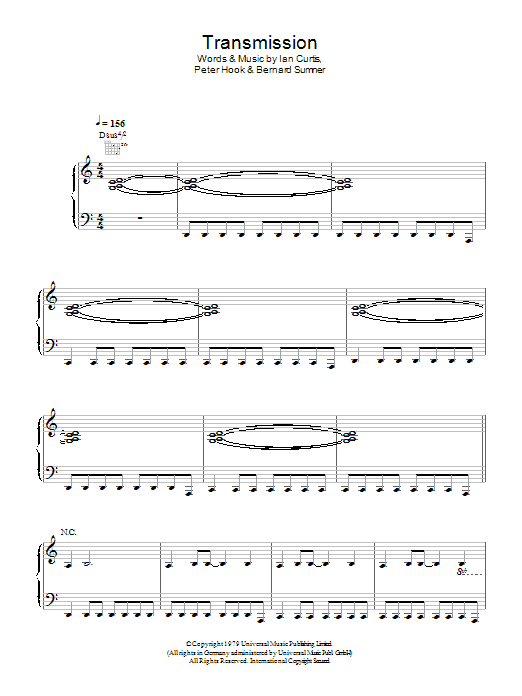 Joy Division Transmission Sheet Music Notes & Chords for Piano, Vocal & Guitar (Right-Hand Melody) - Download or Print PDF