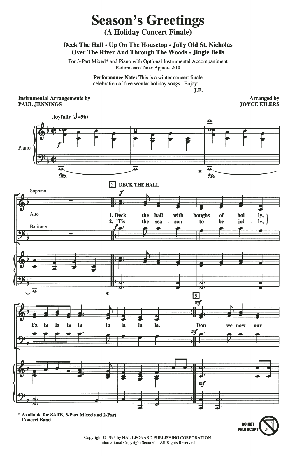 Joyce Eilers Season's Greetings (Medley) Sheet Music Notes & Chords for 2-Part Choir - Download or Print PDF